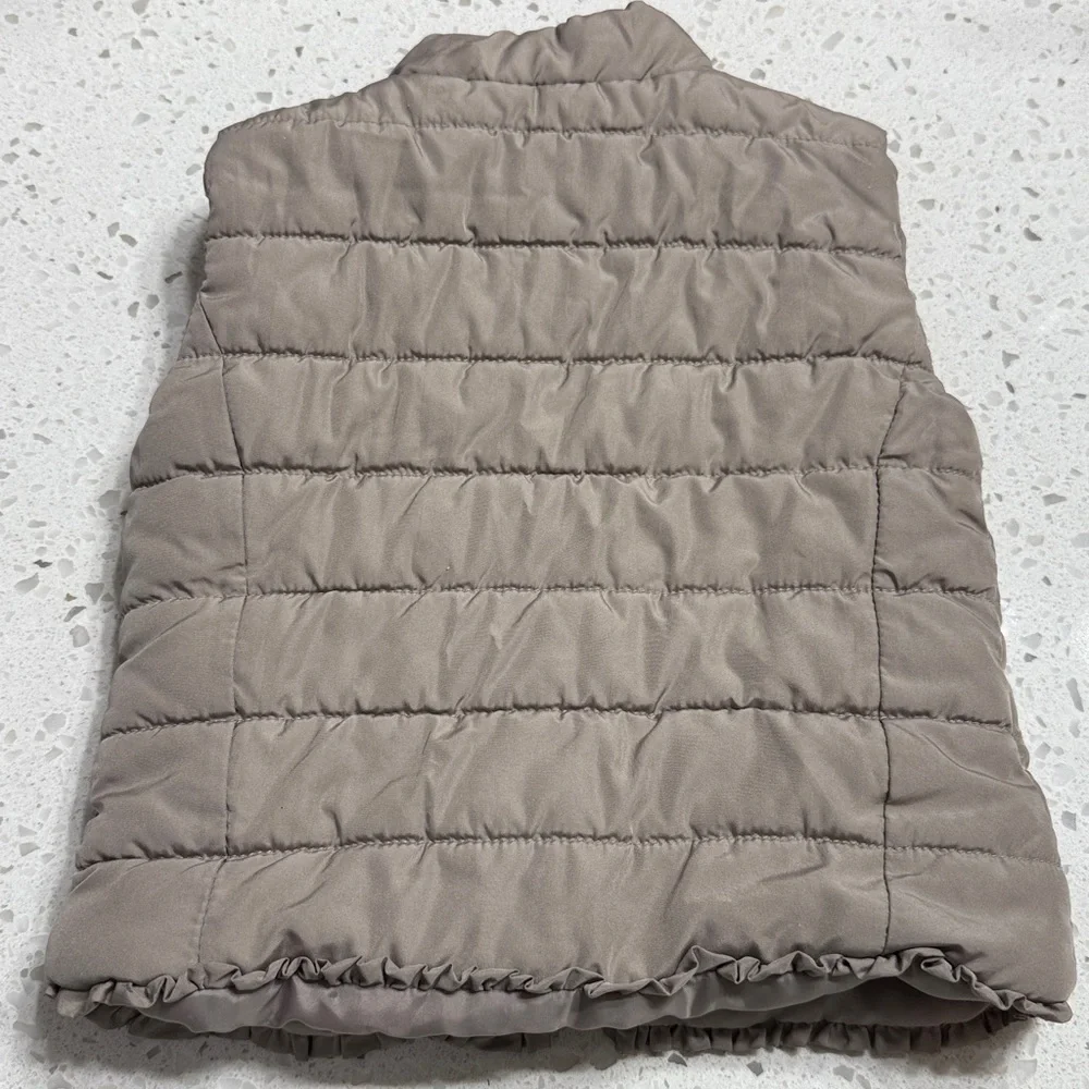 Mayoral Taupe Kids Puffer Vest SZ 12 months girls ruffle detail fall winter warm